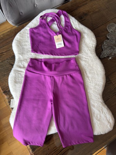 Hdm purple ribbed gym set - hdm,