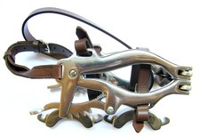 HORSE MOUTH GAG EQUINE DENTAL SPECULUM BROWN LEATHER STAINLESS STEEL SPARE BITS