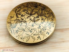 Vogue Vanities Black and Gold Leaves-Vintage Make Up/Powder Compact-201