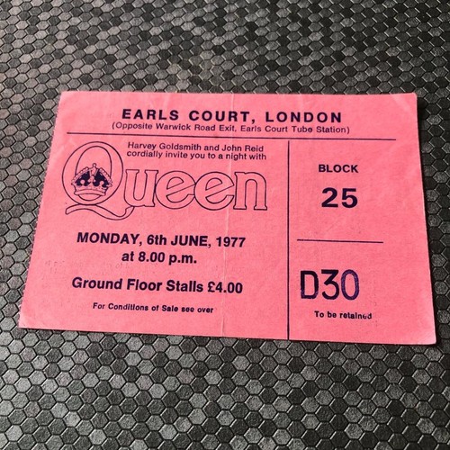 Queen ticket earls court - queen,