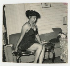 African American Woman Lingerie 1940 Sex Worker Atop Table Prostitute Photo