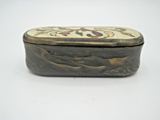 VICTORIAN INLAID CATTLE OR COW HORN TABLE SNUFF BOX HINGED LID RECTANGULAR