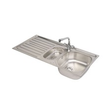 Kitchen Sink And Tap Mixer Set 1.5 Bowl Inset Reversible Double Lever Waste