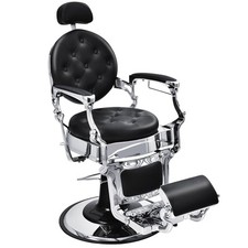 COSTWAY Vintage Barber Chair Reclined Salon Chair W/ Hydraulic Pump-Black