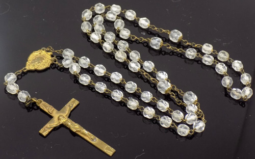 Old rosary clear crystal - rosary,