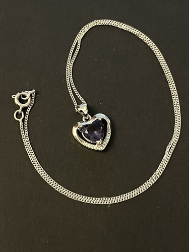 Amethyst silver heart - amethyst,