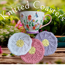 ? KNITTING PATTERN ☕Daisy Flower DK Coasters Coffee ☕ Tea Gift Charity EASY