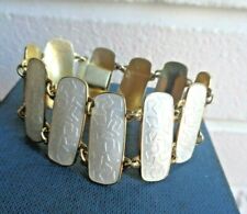 Attractive WIDE Norwegian Sterling Silver Enamel Bracelet  -  maker K.W  Norway