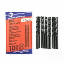 10 BBW 4.5mm HSS Metal Drill Bits for Steel, Alloys, Wood & PVC. Made in Germany