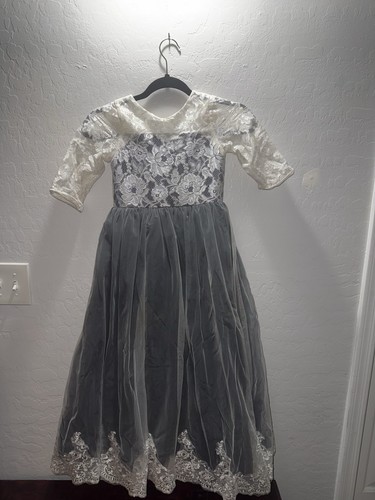 Girls gray white floral - girls, gray/white