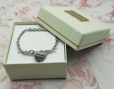Stella Picciotto Platinum Plated "Forever Loved" Link Chain Charm Bracelet NIB