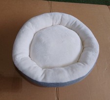 Faux Linen Effect Luxury Round Dog/Cat Bed 50x50x10cm Snug Cuddly Light Grey