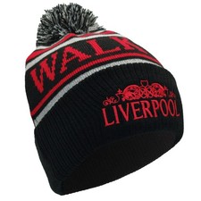 Liverpool Style Bobble Hat Black Red Grey Embroidered | Adult Size