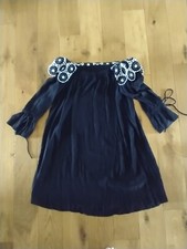 Ann Taylor LOFT Women Dress Off Shoulder Circle Lace Yoke 3/4 sleeves  Small