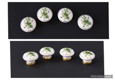 4 Vintage Ceramic China Cabinet Cupboard Drawer Knobs Flower Floral White Handle