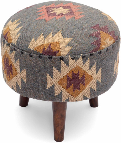 Handmade kilim jute pouf - kilim,