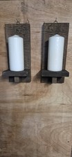 Wooden Wall Sconces Pair