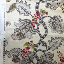P KAUFMANN Decorator Fabric Printed Jacobean Crewel Henrietta Floral Birds