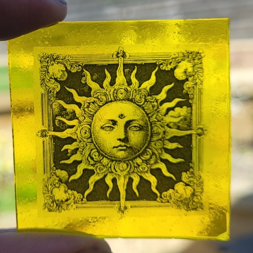 Stained glass sun piece yellow - stained,