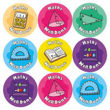 144 Maths Well Done Reward Stickers for School Teachers, Children (30mm)