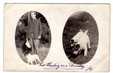 RPPC 2 View Rat Hunting Terrier Dogs 1922 Belfast to Glasgow Real Photo Postcard