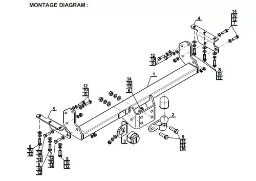 Flange neck tow bar for - for, nissan