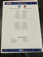 Sheffield Wednesday v Sheffield United - team sheet - 23.11.205