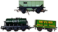 Set Of 3- Lima 6 Wheel Tanker W44520 & Tri-ang R214 21T Ore/Ballast Hopper Wagon