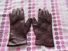 Ladies Plum Coloured Leather look (vinyl) Gloves Lined -SIZE 7.5