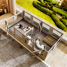 14 Panels Dog Whelping Box Tempered Glass Safe Pet Playpen with Pig Rails & Mat