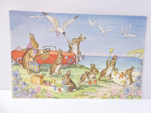 Rabbits seaside picnic - rabbits, molly