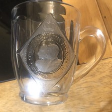 1937 glass tankard for coronation George VI Queen Elizabeth Arthur Johnson