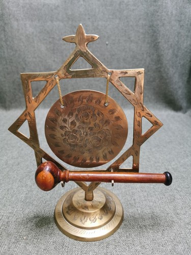 Vintage brass dinner gong - brass,