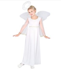 Girls Angel Costume White Kids Nativity Xmas Christmas Fairy Fancy Dress  3-13