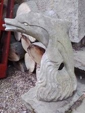 Stone Dolphin Water Feature Outdoor Garden Fountain 21" high