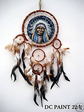 NEW NATIVE AMERICAN STYLE DREAM CATCHER WITH PAINTING LEATHER SUEDE /dcpaint22h