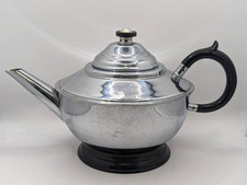 Vintage Unbranded Silver Toned Aluminum & Ceramic Teapot A130 P827