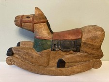 Wooden Folk Art Rocking Horse