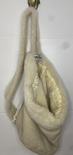 Vintage Zepla Sheepskin Drawstring Shoulder Bag Cream British Designer,festival