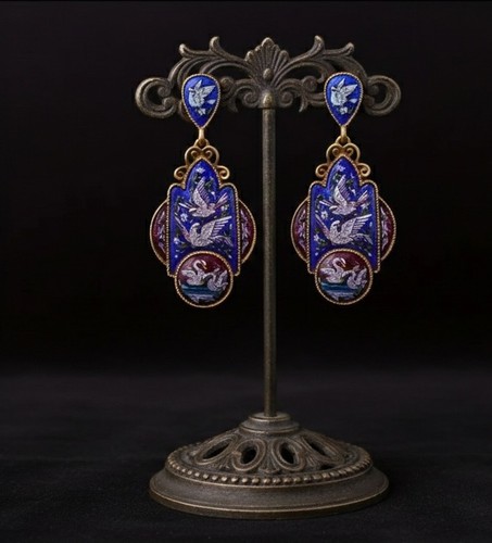 Museum bird dove swan earrings - bird,