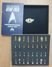 Boxed Star Trek Gold / Silver Plated 3D Chess Set Pieces with Instruction Book