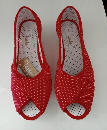 Keller red white peep toe - red/white,