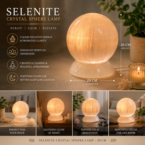 20cm selenite sphere lamp - 20cm,