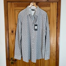 Jeff Banks Black & White Floral Long Sleeve Shirt XL 25 Inches Pit To Pit BNWT ✅