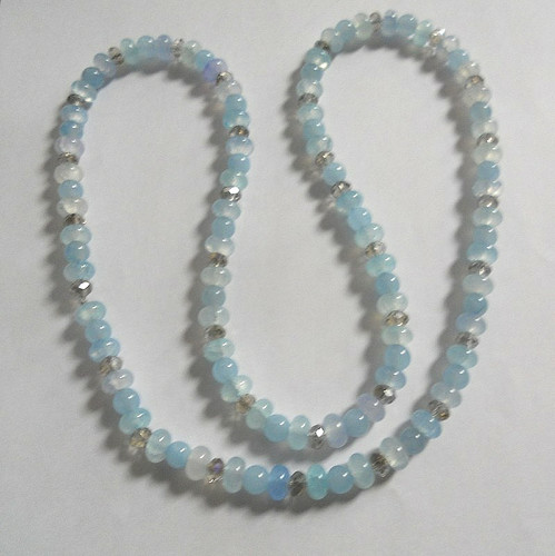 Blue slip necklace 64cm - blue,