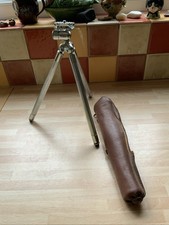 VINTAGE VELBON CAMERA TRIPOD  extendable with brown carry case