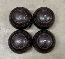 Henselite Super Grip Lawn Bowls Set Brown Size 5 Stamped BIBC 99 Zebra Emblem