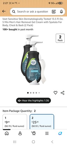 For 12 veet - **veet, sensitive