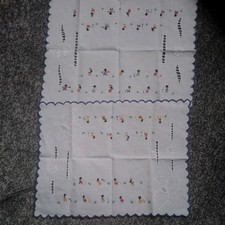 Pair of Cotton Embrodiered Tray Cloths (Foreign) 17" x 13"