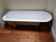 Cast Iron Antique Bath With Claw Feet And Original Victorian Taps